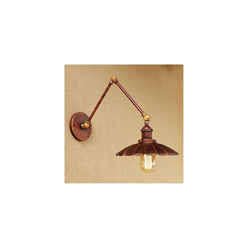 Aplique de pared plegable retráctil nostálgico retro creativo de medio óxido con brazo largo