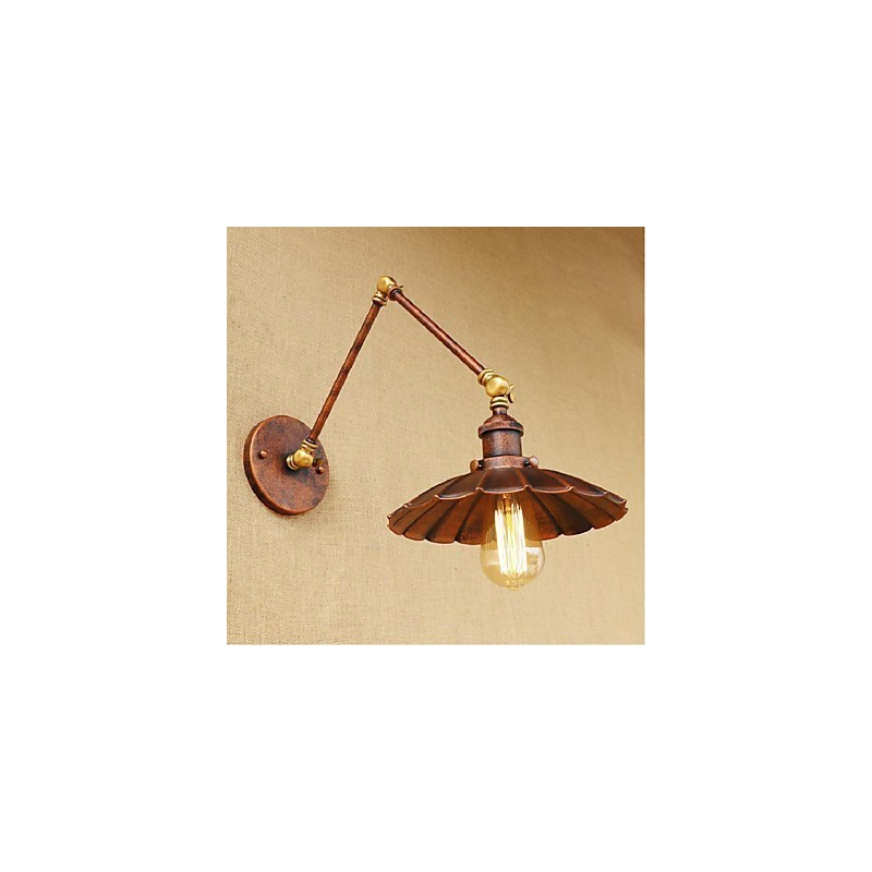 Aplique de pared plegable retráctil nostálgico retro creativo de medio óxido con brazo largo