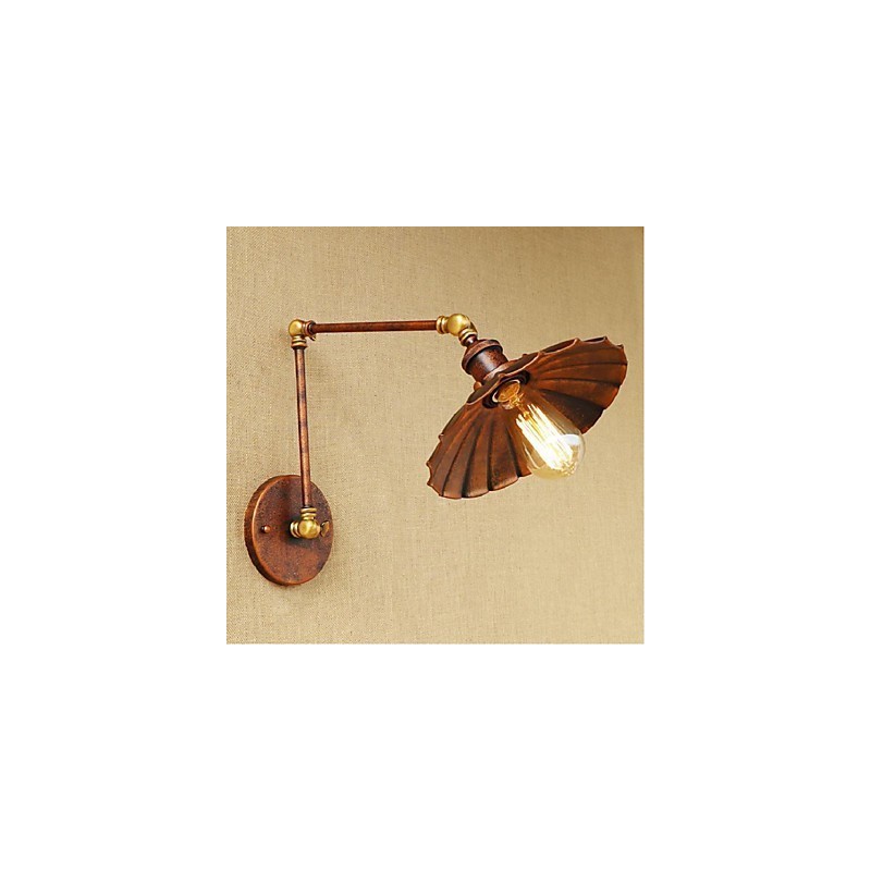 Aplique de pared plegable retráctil nostálgico retro creativo de medio óxido con brazo largo
