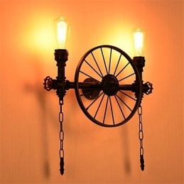 Lámparas de pared de tubo industriales vintage, luces creativas, iluminación decorativa para restaurante, cafetería y bar, con acabado pintado de 2 luces.