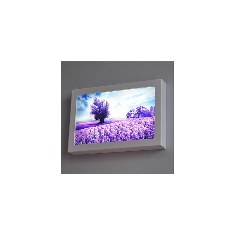 Pintura contemporánea moderna integrada para apliques de pared con luz ambiental.
