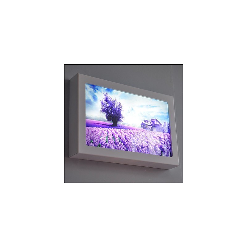 Pintura contemporánea moderna integrada para apliques de pared con luz ambiental.