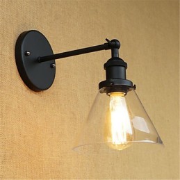 Apliques de pared con luz ambiental de estilo retro campestre con acabado galvanizado para protección ocular en miniatura.