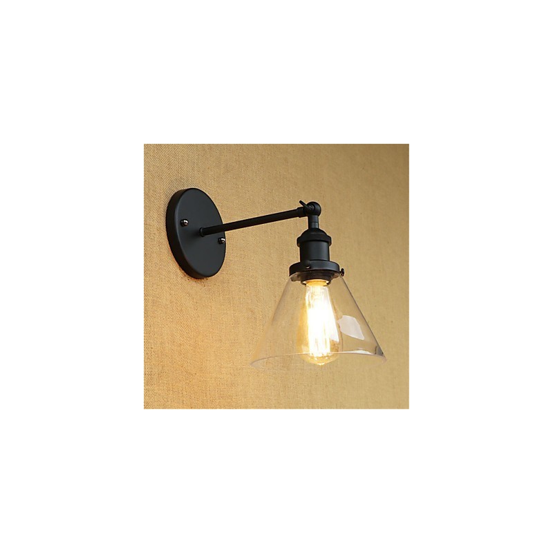 Apliques de pared con luz ambiental de estilo retro campestre con acabado galvanizado para protección ocular en miniatura.