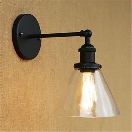Apliques de pared con luz ambiental de estilo retro campestre con acabado galvanizado para protección ocular en miniatura.