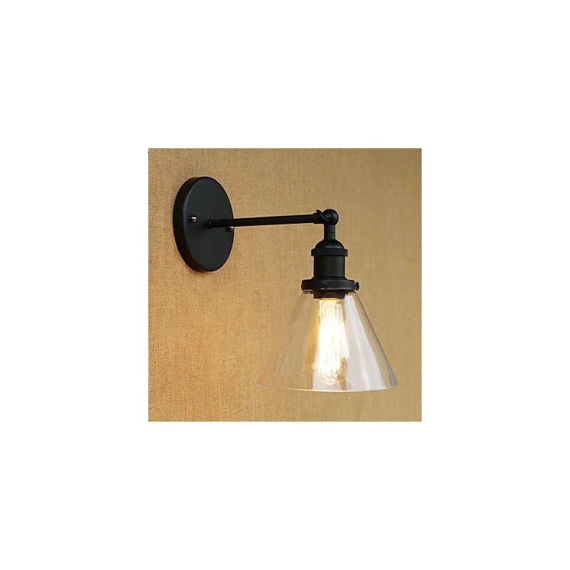 Apliques de pared con luz ambiental de estilo retro campestre con acabado galvanizado para protección ocular en miniatura.