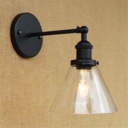 Apliques de pared con luz ambiental de estilo retro campestre con acabado galvanizado para protección ocular en miniatura.