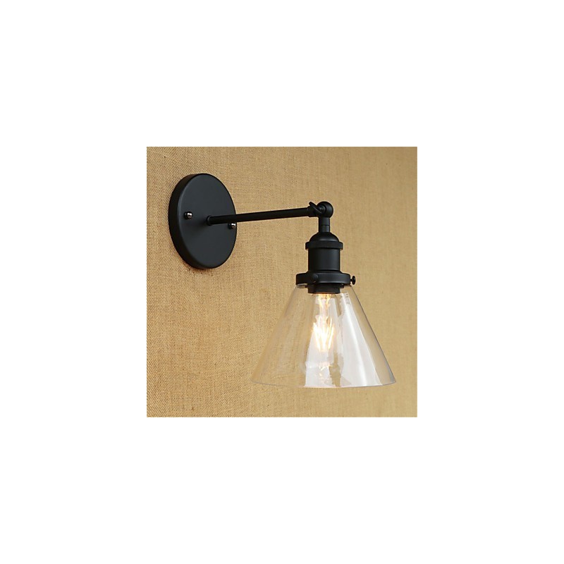 Apliques de pared con luz ambiental de estilo retro campestre con acabado galvanizado para protección ocular en miniatura.