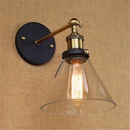 Apliques de pared con luz ambiental de estilo retro campestre con acabado galvanizado para protección ocular en miniatura.