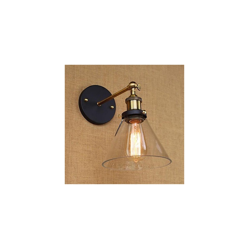 Apliques de pared con luz ambiental de estilo retro campestre con acabado galvanizado para protección ocular en miniatura.