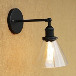Apliques de pared con luz ambiental de estilo retro campestre con acabado galvanizado para protección ocular en miniatura.
