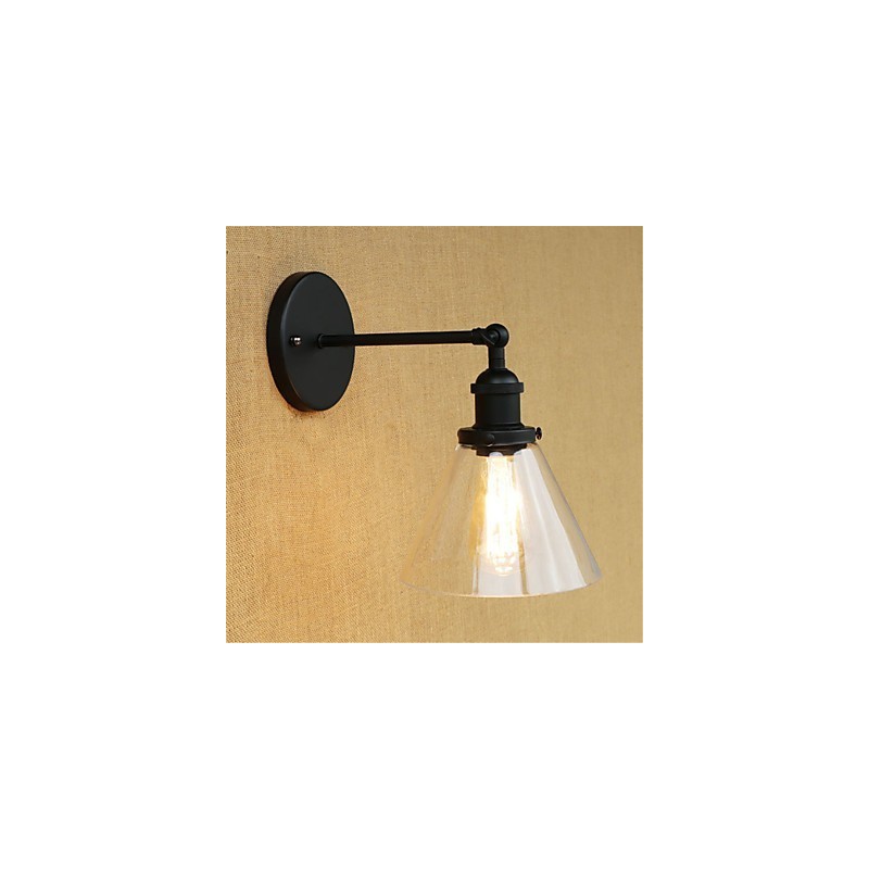 Apliques de pared con luz ambiental de estilo retro campestre con acabado galvanizado para protección ocular en miniatura.