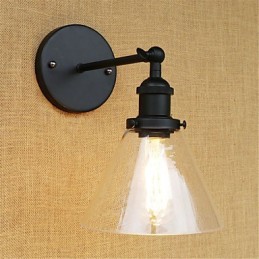 Apliques de pared con luz ambiental de estilo retro campestre con acabado galvanizado para protección ocular en miniatura.