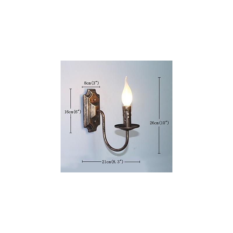 Lámpara de pared antigua con forma de vela, sencilla, para pasillo y balcón.