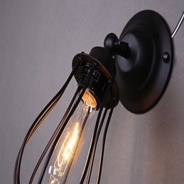 Aplique de pared con luz ambiental de brazo oscilante, estilo rústico clásico tradicional, con pintura campestre.