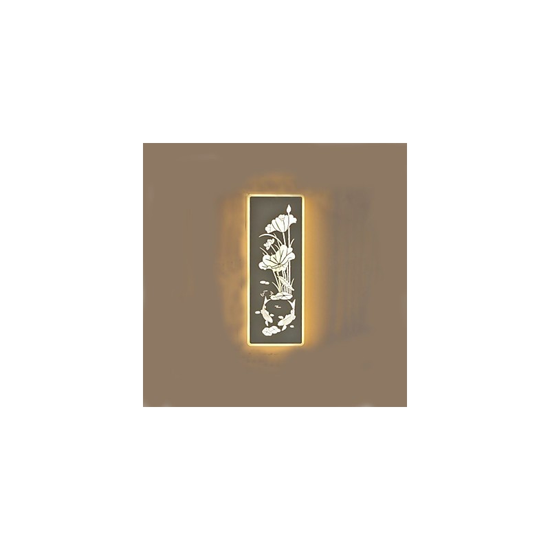 Pintura contemporánea moderna integrada para apliques de pared con luz ambiental.