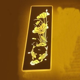 Pintura contemporánea moderna integrada para apliques de pared con luz ambiental.