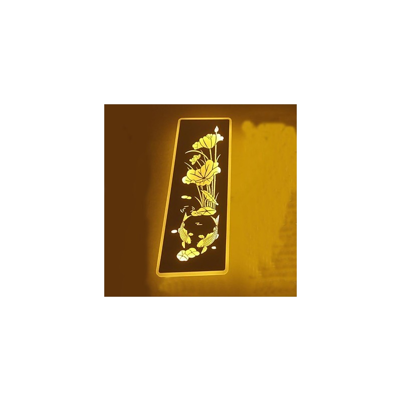 Pintura contemporánea moderna integrada para apliques de pared con luz ambiental.