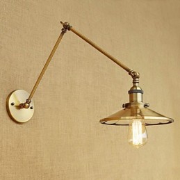 Lámpara de ambiente rústica estilo cabaña, estilo retro, galvanizada, con brazo oscilante estilo mini.