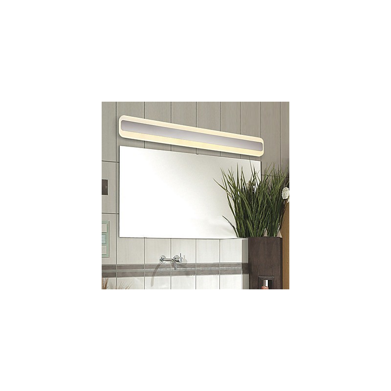 Lámpara de pared moderna y contemporánea integrada en cromo para iluminación ambiental de baño.