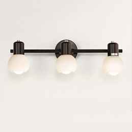 Lámpara de pared de baño con iluminación empotrada de estilo rústico galvanizado.