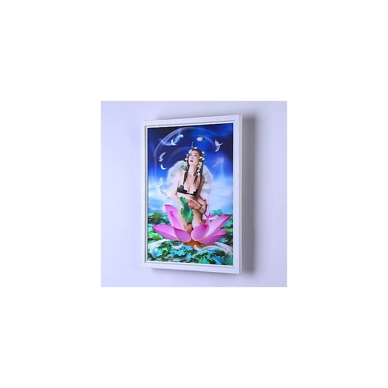 Pintura contemporánea moderna integrada para apliques de pared con luz ambiental.