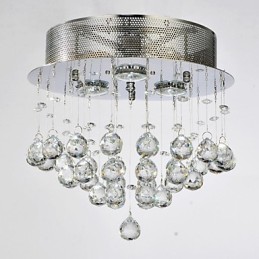 Lámpara empotrada clásica tradicional de metal cromado y cristal