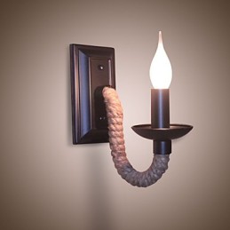Lámpara de pared retro de cuerda de cáñamo con personalidad creativa, lámpara de vela de hierro