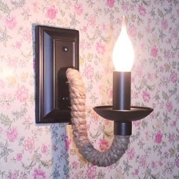 Lámpara de pared retro de cuerda de cáñamo con personalidad creativa, lámpara de vela de hierro