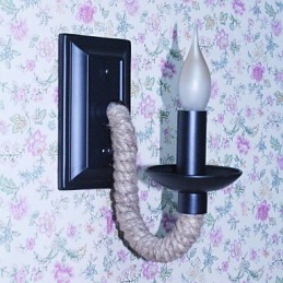 Lámpara de pared retro de cuerda de cáñamo con personalidad creativa, lámpara de vela de hierro