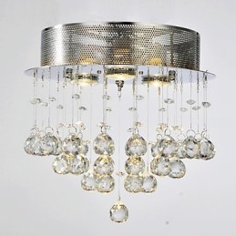 Lámpara empotrada clásica tradicional de metal cromado y cristal