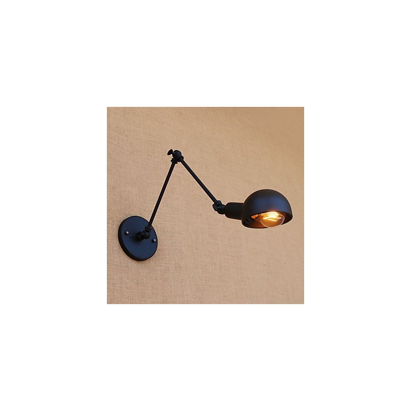 Lámpara de pared con luz ambiental y protección ocular con brazo oscilante estilo mini con pintura rústica vintage