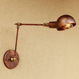 Lámpara de pared con luz ambiental y protección ocular con brazo oscilante estilo mini con pintura rústica vintage