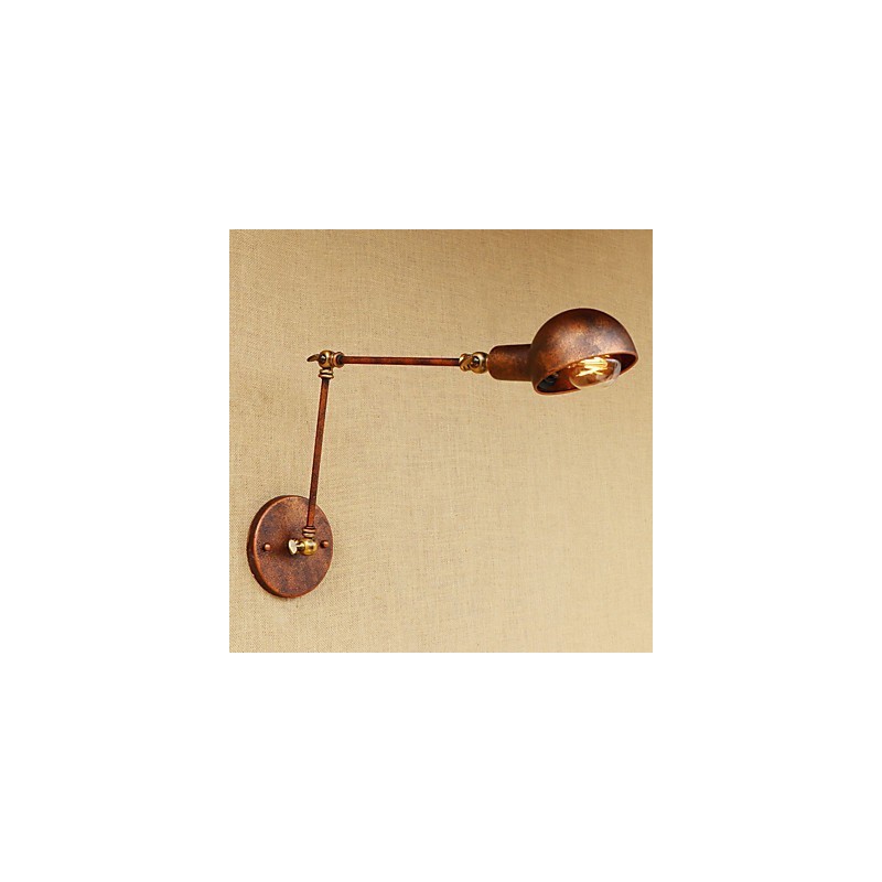 Lámpara de pared con luz ambiental y protección ocular con brazo oscilante estilo mini con pintura rústica vintage