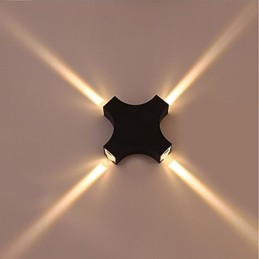 Aplique de pared con luz ambiental, novedoso y sencillo, integrado, para proteger los ojos, lámpara de pared impermeable para patio al aire libre con forma de estrella cruzada