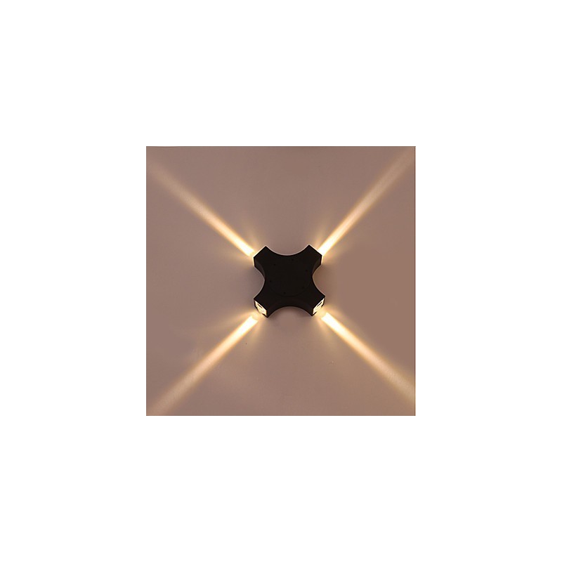 Aplique de pared con luz ambiental, novedoso y sencillo, integrado, para proteger los ojos, lámpara de pared impermeable para patio al aire libre con forma de estrella cruzada