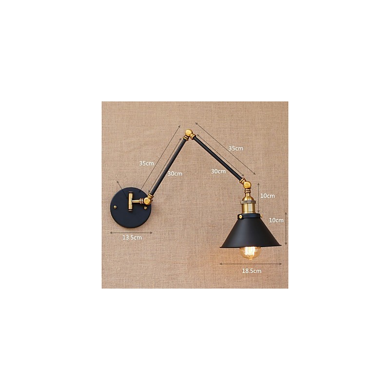 Lámpara de brazo oscilante estilo mini con protección ocular y acabado galvanizado de estilo vintage.