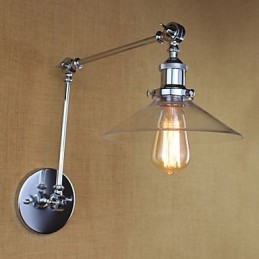 Lámpara de brazo oscilante estilo mini con luz ambiental de estilo retro vintage con acabado electrochapado.