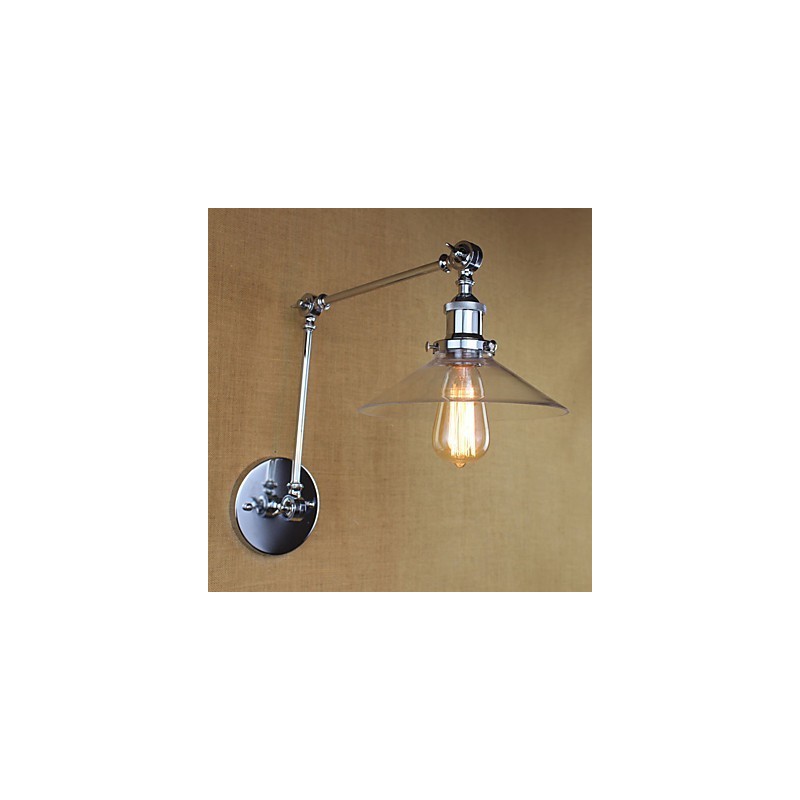 Lámpara de brazo oscilante estilo mini con luz ambiental de estilo retro vintage con acabado electrochapado.