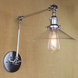 Lámpara de brazo oscilante estilo mini con luz ambiental de estilo retro vintage con acabado electrochapado.