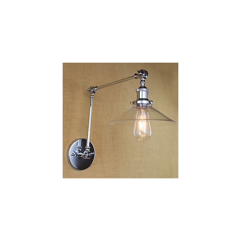 Lámpara de brazo oscilante estilo mini con luz ambiental de estilo retro vintage con acabado electrochapado.