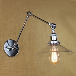 Lámpara de brazo oscilante estilo mini con luz ambiental de estilo retro vintage con acabado electrochapado.