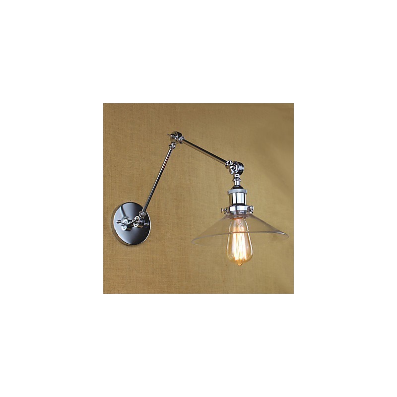 Lámpara de brazo oscilante estilo mini con luz ambiental de estilo retro vintage con acabado electrochapado.