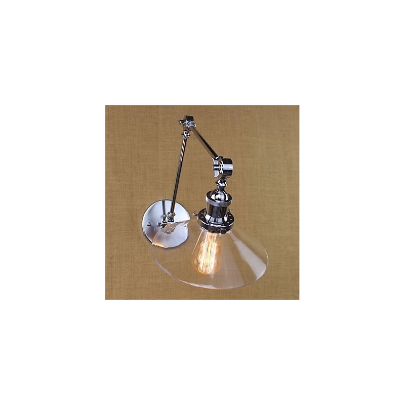 Lámpara de brazo oscilante estilo mini con luz ambiental de estilo retro vintage con acabado electrochapado.
