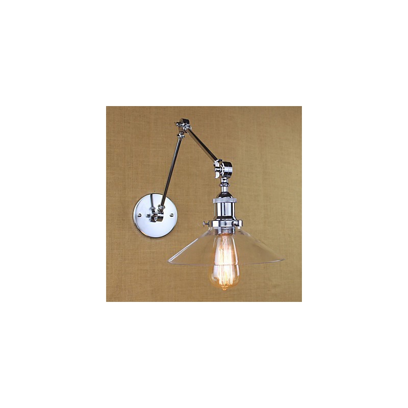 Lámpara de brazo oscilante estilo mini con luz ambiental de estilo retro vintage con acabado electrochapado.