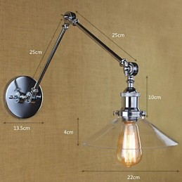 Lámpara de brazo oscilante estilo mini con luz ambiental de estilo retro vintage con acabado electrochapado.