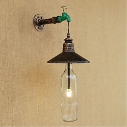 Lámpara de pared Edison retro decorativa con forma de pipa de agua y botella de vino
