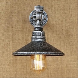 Aplique de pared con luz ambiental de estilo rústico tipo cabaña, color plateado