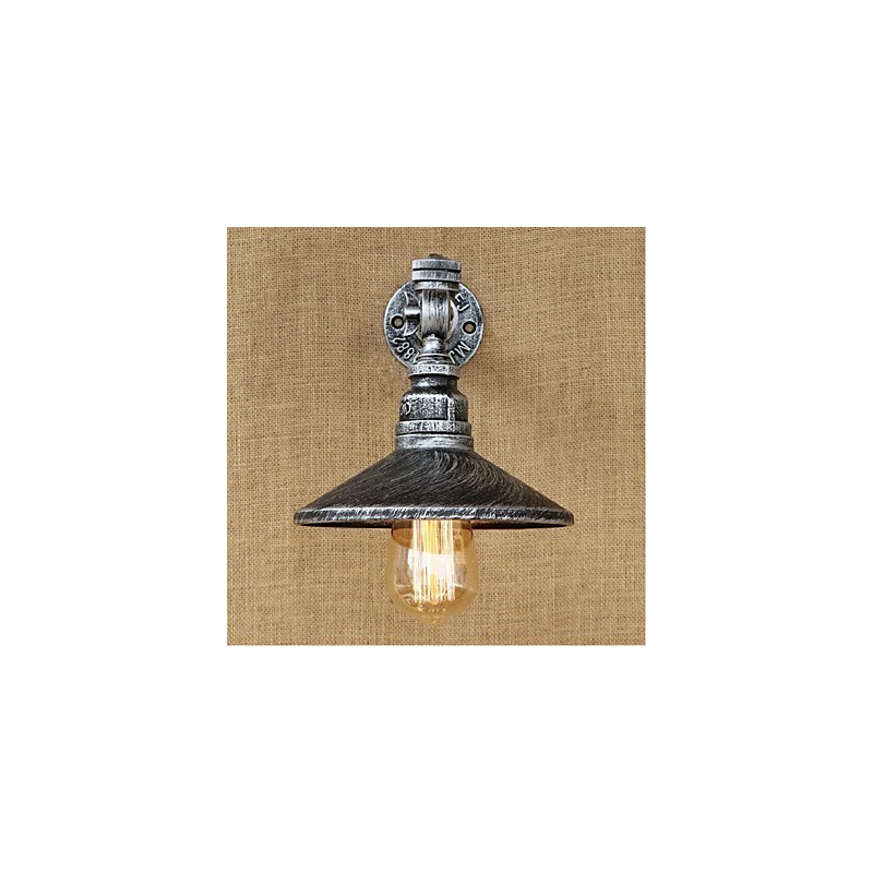 Aplique de pared con luz ambiental de estilo rústico tipo cabaña, color plateado
