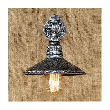 Aplique de pared con luz ambiental de estilo rústico tipo cabaña, color plateado Aplique de pared con luz ambiental de estilo rústico tipo cabaña, color plateado
